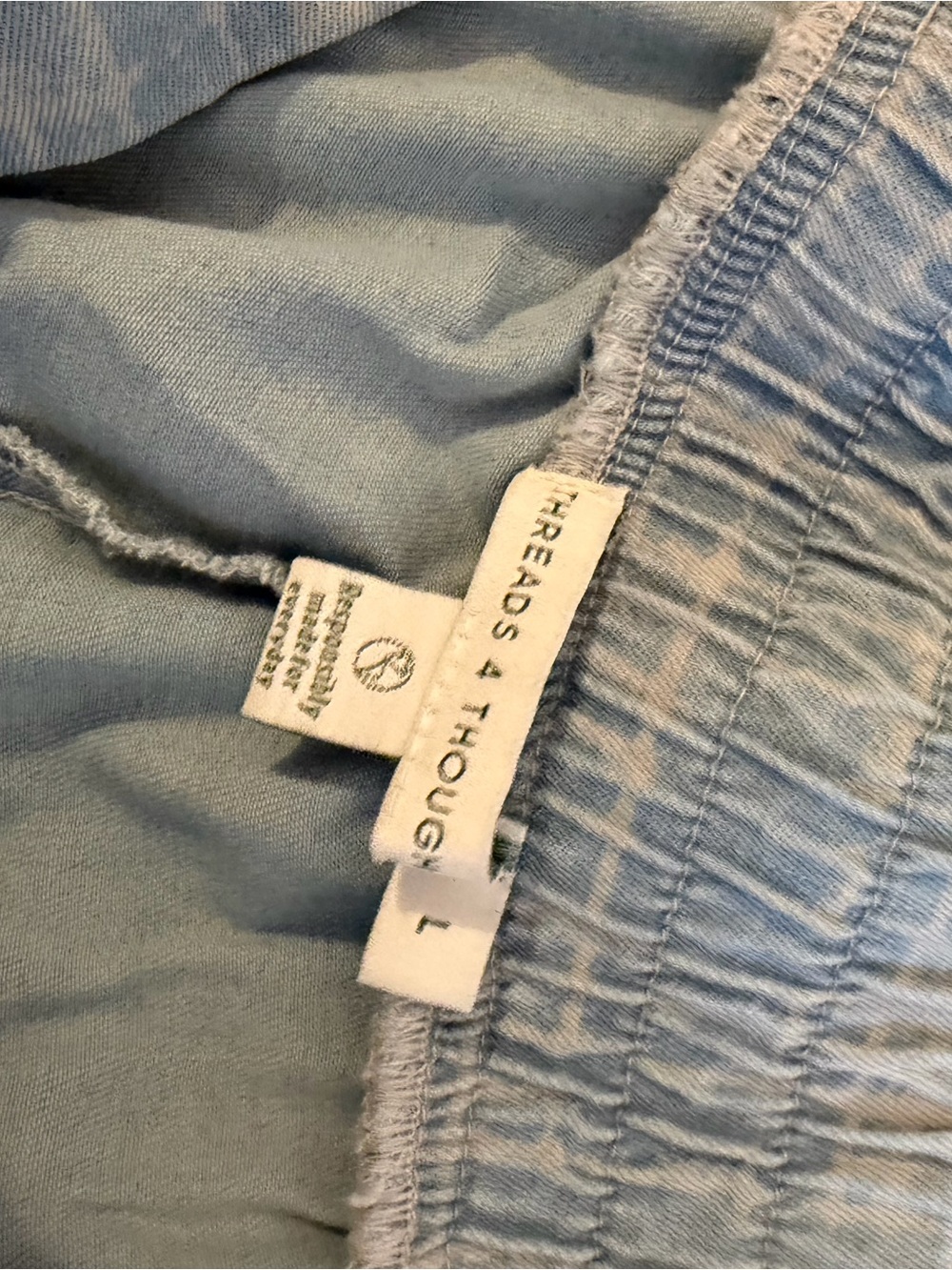Threads 4 Thought Pale Blue Grid-Print Wide Leg Pants - Picture 3 of 4